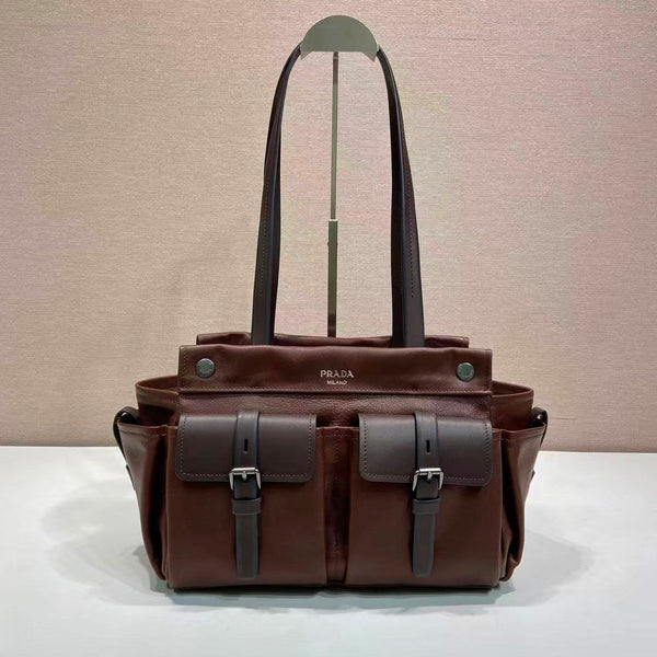 Prada Route Shopping Bag Brown Leather