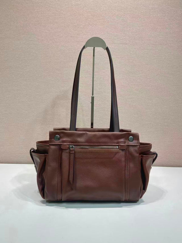 Prada Route Shopping Bag Brown Leather