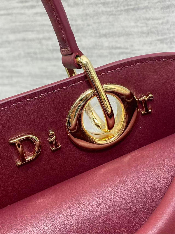 CD 2026 Bow Bag 33.5cm in Burgundy Lambskin