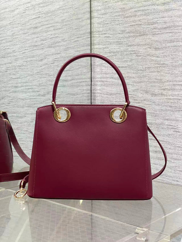CD 2026 Bow Bag 33.5cm in Burgundy Lambskin