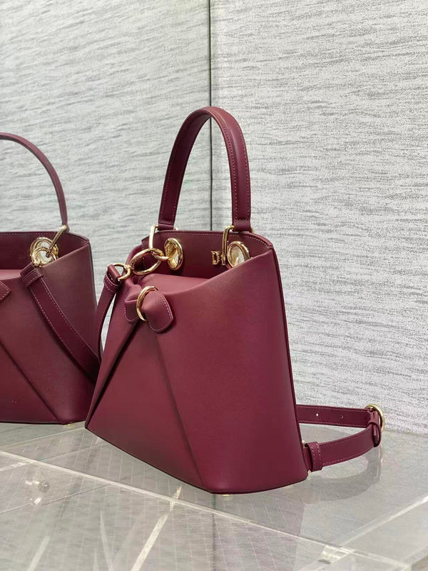 CD 2026 Bow Bag 33.5cm in Burgundy Lambskin