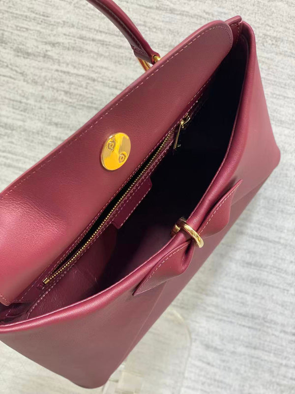 CD 2026 Bow Bag 33.5cm in Burgundy Lambskin