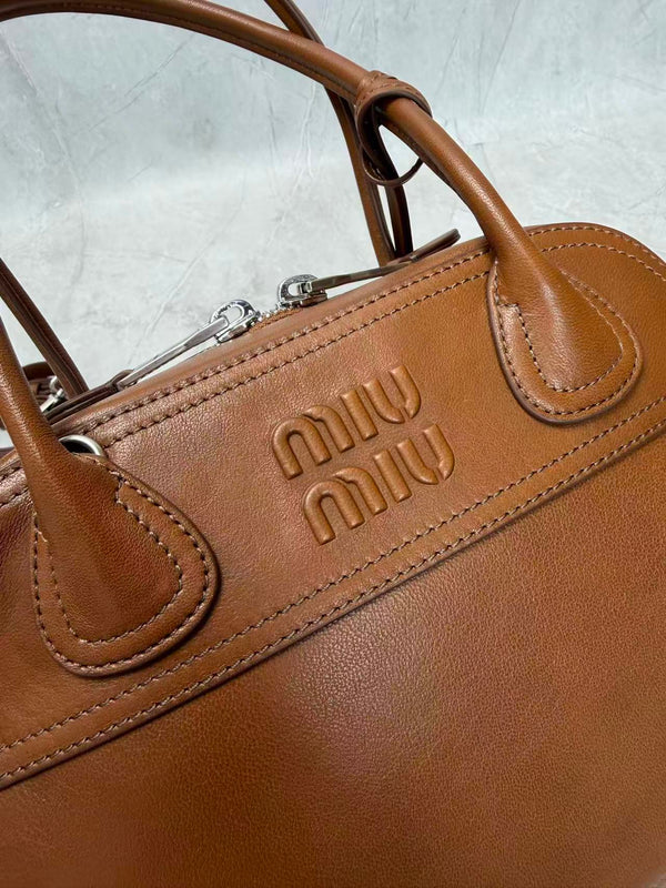 Miu Vivant 32cm Bag in Caramel Nappa Leather