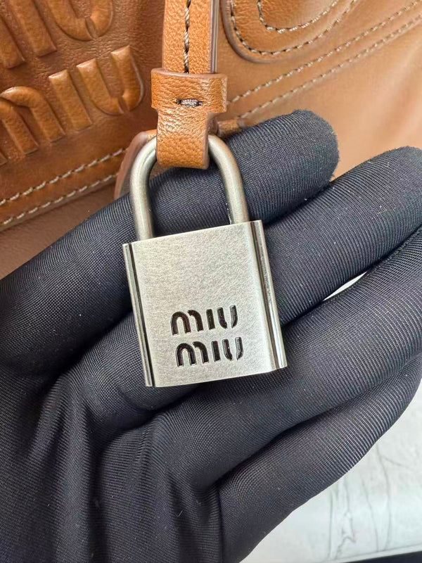 Miu Vivant 32cm Bag in Caramel Nappa Leather