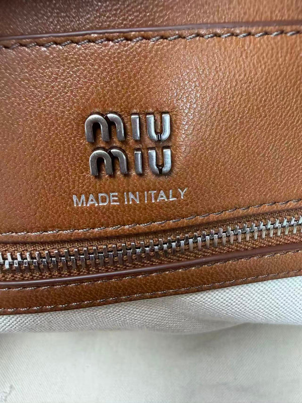 Miu Vivant 32cm Bag in Caramel Nappa Leather