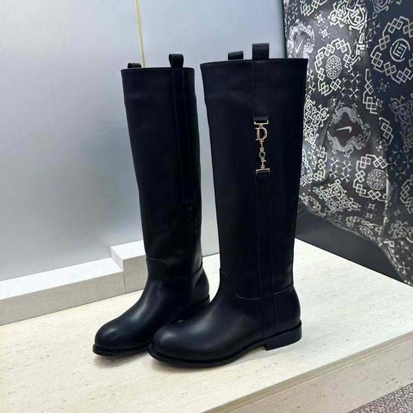CD Riding Boots CD Buckle Black Leather