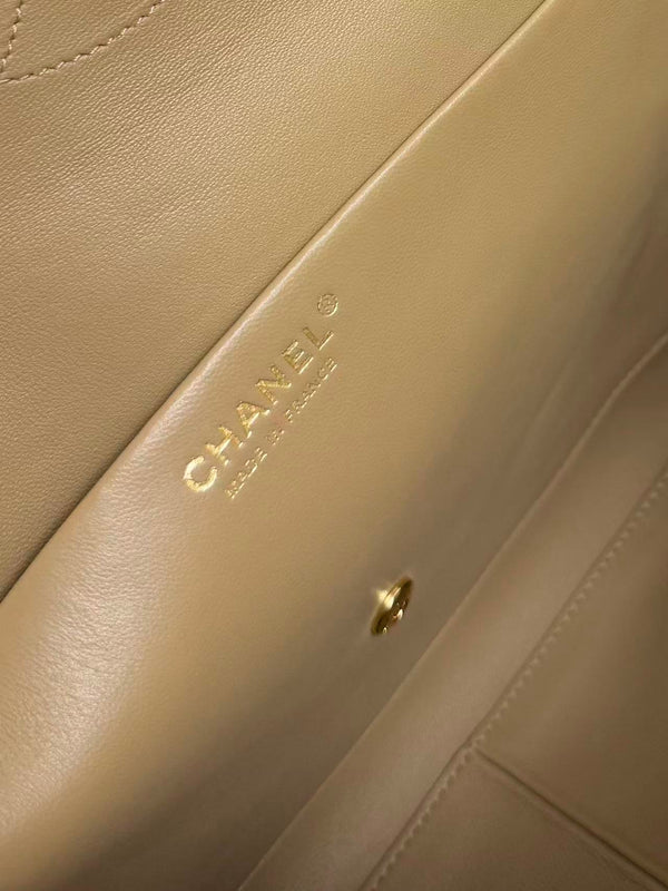 Chanel Maxi Flap Bag 38.5cm Beige Suede Leather
