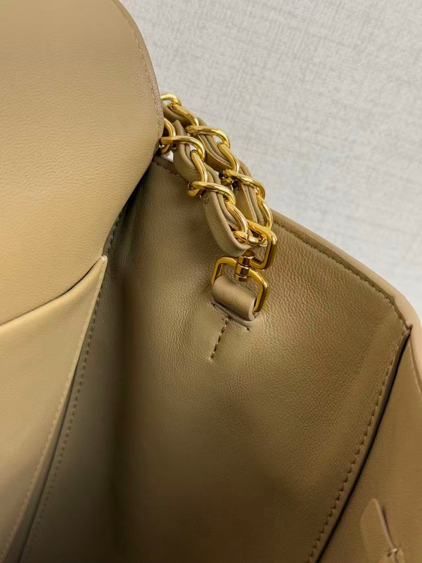Chanel Maxi Flap Bag 38.5cm Beige Suede Leather