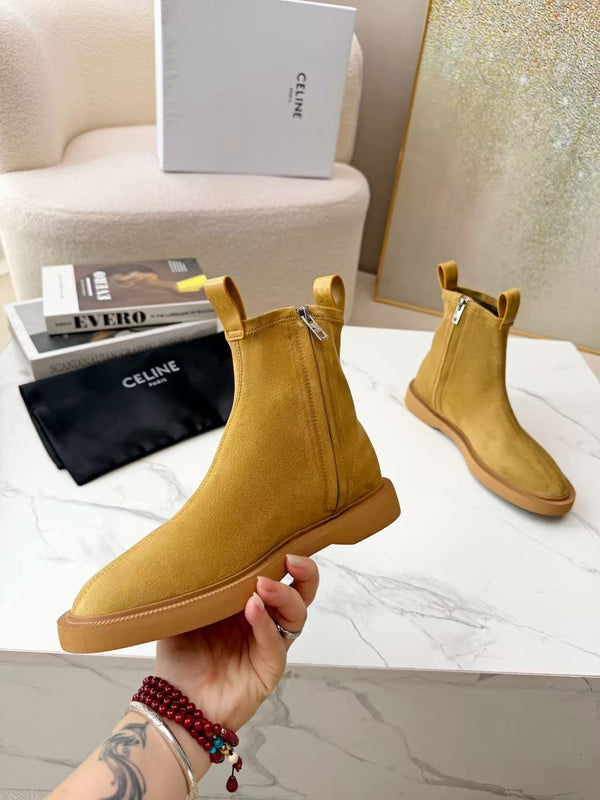 CELINE 25 Bottes Cowboy Daim Marron Clair 434415