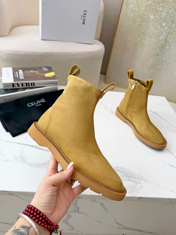 CELINE 25 Bottes Cowboy Daim Marron Clair 434415