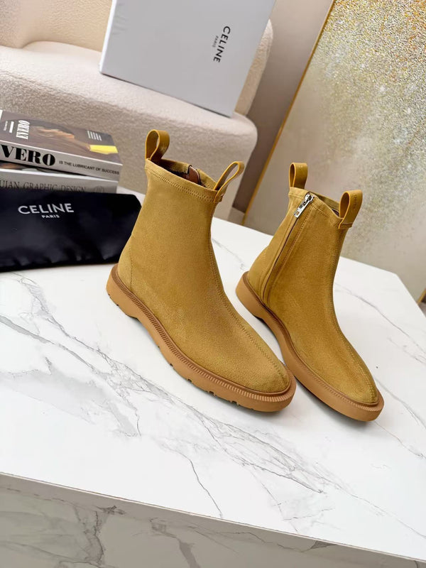 CELINE 25 Bottes Cowboy Daim Marron Clair 434415