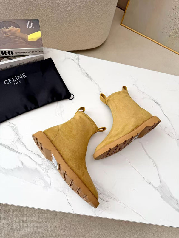 CELINE 25 Bottes Cowboy Daim Marron Clair 434415