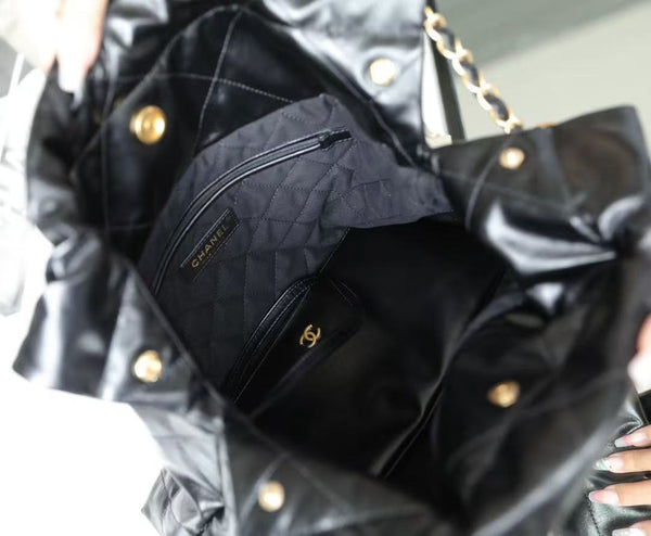 Cc Hobo Bag 22 Black 39cm Calfskin Gold Hardware