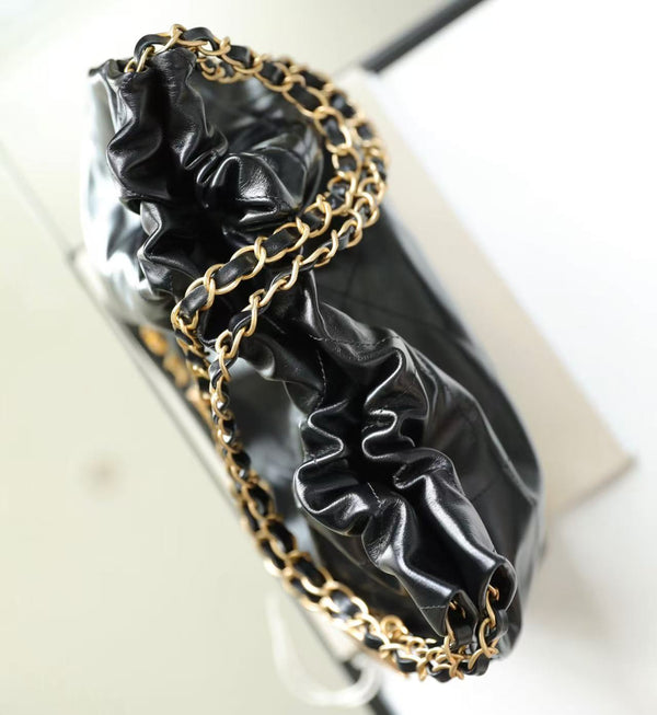 Cc Hobo Bag 22 Black 39cm Calfskin Gold Hardware
