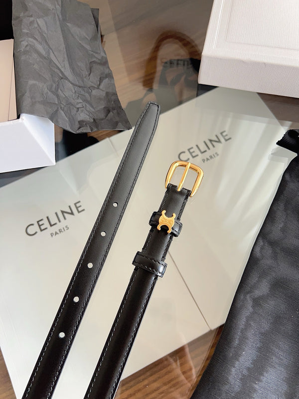 CL MINI CEINTURE WESTERN 18 MM EN CUIR DE VEAU NOIR BOUCLERIE DORÉE