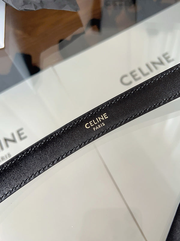 CL MINI CEINTURE WESTERN 18 MM EN CUIR DE VEAU NOIR BOUCLERIE DORÉE