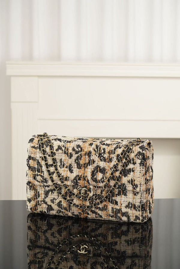 C Bag 38.5cm Leopard Print Grosgrain Tweed 482611