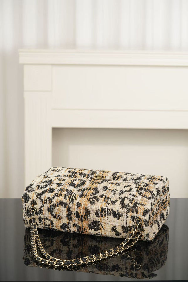 C Bag 38.5cm Leopard Print Grosgrain Tweed 482611