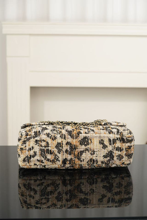 C Bag 38.5cm Leopard Print Grosgrain Tweed 482611