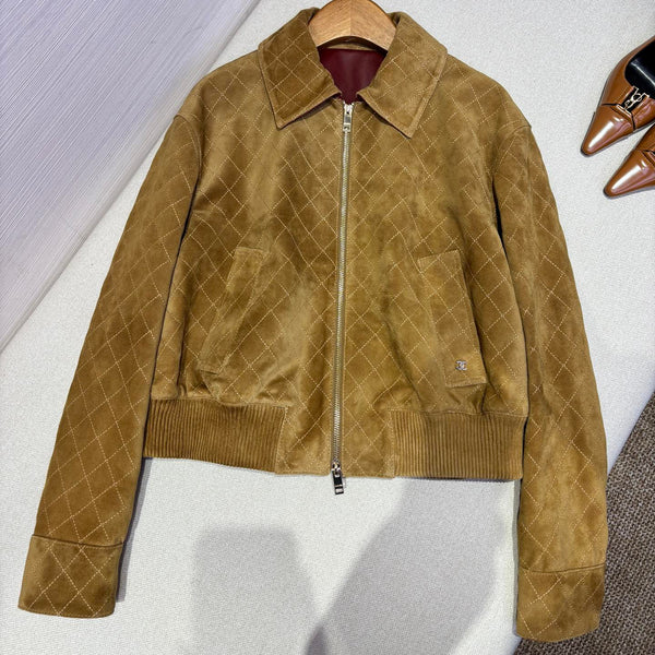 CC Fango Blouson Brown Burgundy Suede Leather
