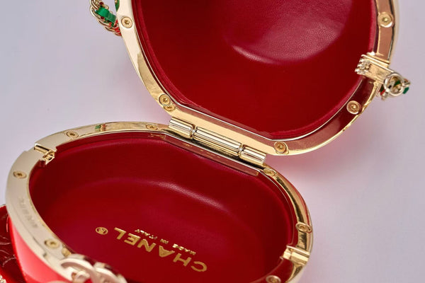 CC Métiers d'art 2026 Apple Minaudière Bag Red Lacquered Metal