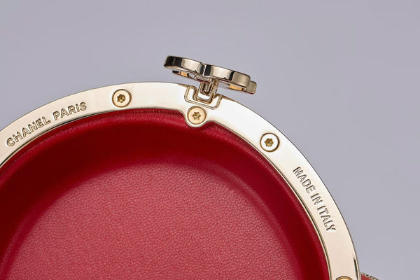 CC Métiers d'art 2026 Apple Minaudière Bag Red Lacquered Metal