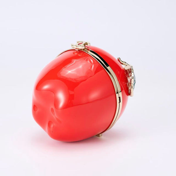 CC Métiers d'art 2026 Apple Minaudière Bag Red Lacquered Metal