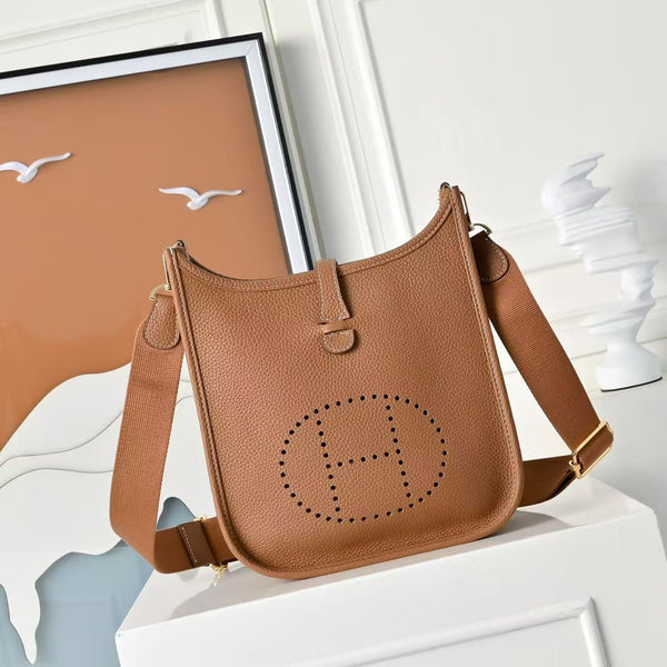 HM Evelyne 23cm Cookie Brown Togo Accastillage Doré