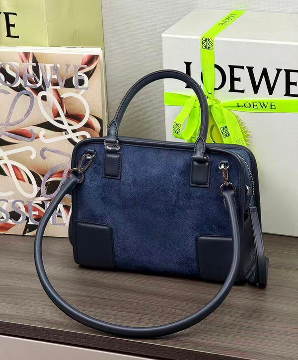 Loewe Amazona 180 Bag 24.5cm Dark Blue Calfskin Suede