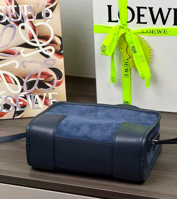 Loewe Amazona 180 Bag 24.5cm Dark Blue Calfskin Suede