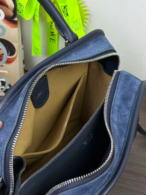 Loewe Amazona 180 Bag 24.5cm Dark Blue Calfskin Suede