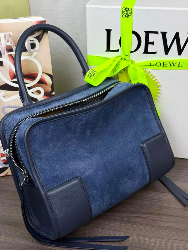 Loewe Amazona 180 Bag 24.5cm Dark Blue Calfskin Suede