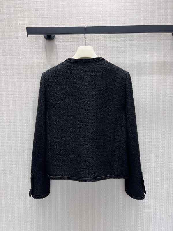CE Chasseur Jacket Collarless in Black Tweed