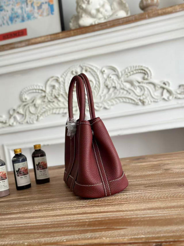 HM Garden Party Bag 23cm Burgundy Calfskin