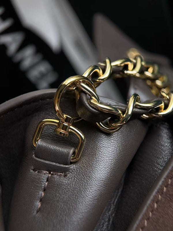 Chanel Maxi Flap Bag 32cm Dark Brown Suede