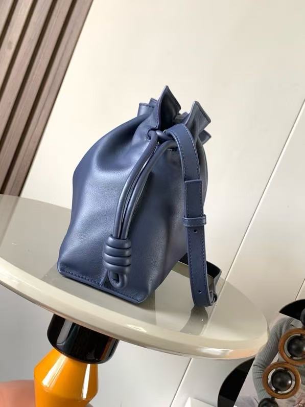 Loew Medium Flamenco Clutch 30cm Dark Blue Nappa Leather