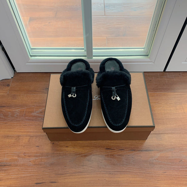 LP 26s Charms Walk Babouche Loafers 2cm Black Suede 110927