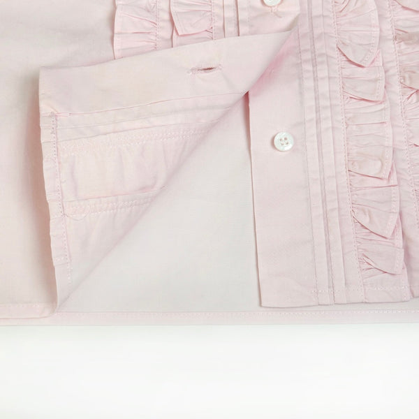 Miu 26S Poplin Shirt Ruffle Front Pink Cotton