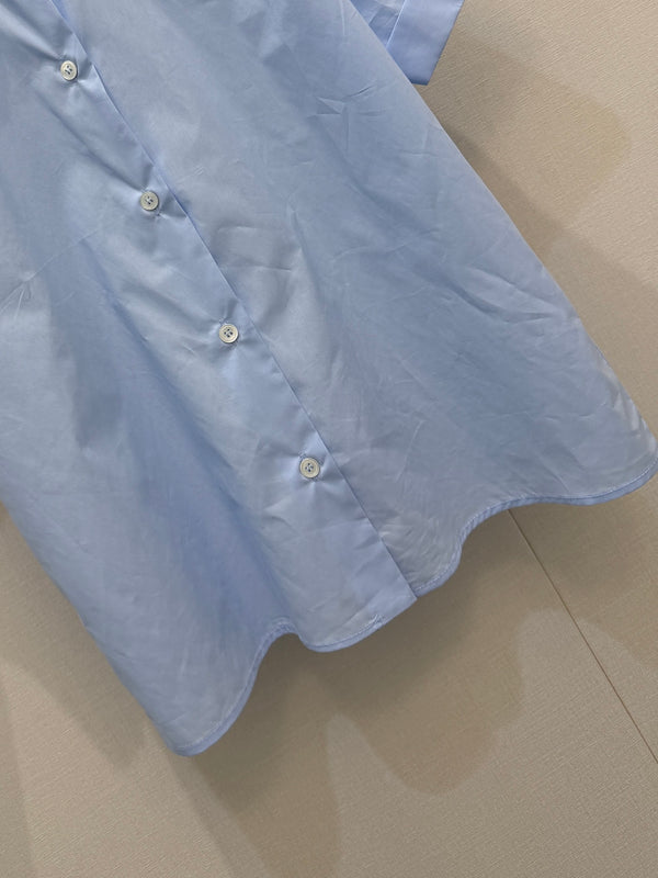 Miu 26S Poplin Shirt Contrast Collar Light Blue Cotton