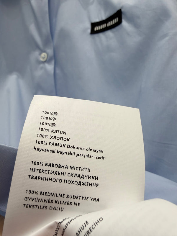 Miu 26S Poplin Shirt Contrast Collar Light Blue Cotton