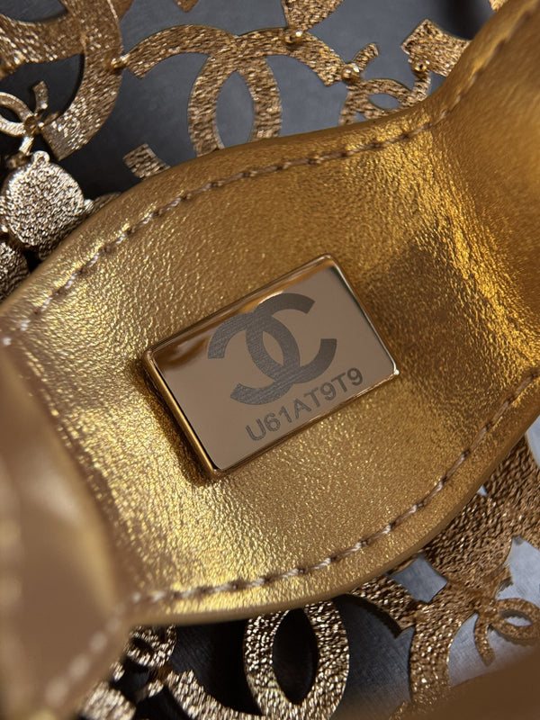 CC 25A Sphere Minaudière Bag 13cm Gold-Tone Metal Rhinestones