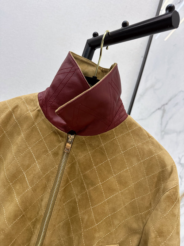 CC Fango Blouson Brown Burgundy Suede Leather