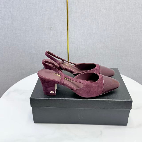 CC Slingback Pumps 6.5cm Burgundy Suede