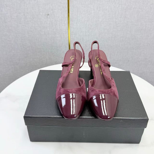 CC Slingback Pumps 6.5cm Burgundy Suede