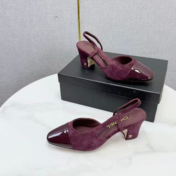 CC Slingback Pumps 6.5cm Burgundy Suede