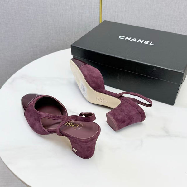 CC Slingback Pumps 6.5cm Burgundy Suede