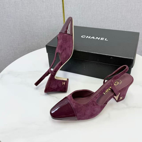CC Slingback Pumps 6.5cm Burgundy Suede