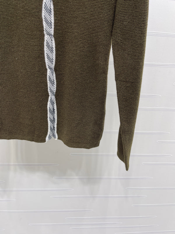 Loewe V-Neck Cardigan Textured Twisted Trim Embroidered Anagram Logo Polyester