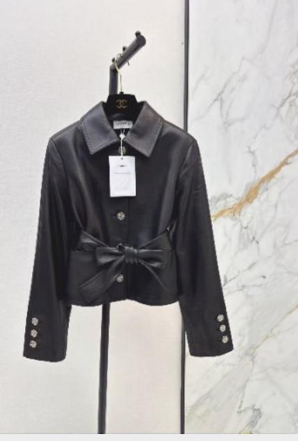 Chanel Bow-Belted Jacket Black Lambskin