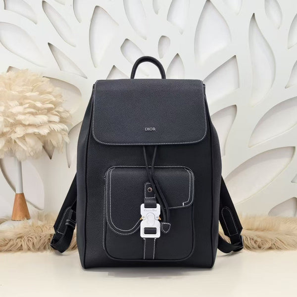 CD Saddle Backpack 40cm Black Calfskin